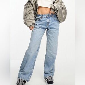 ASOS baggy petite low rose boyfriend jean in light blue